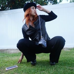 Ann Klein vintage leather and material sweater